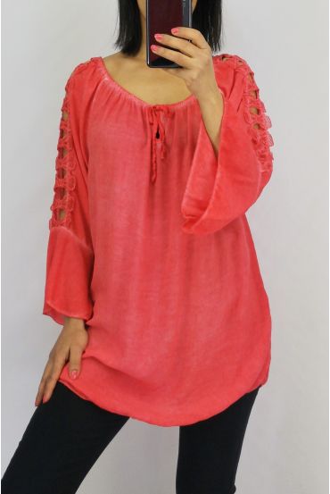 TUNIC SHOULDERS LACE 0601 CORAL