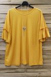 GRANDE TAILLE T-SHIRT + COLLIER 0605 JAUNE