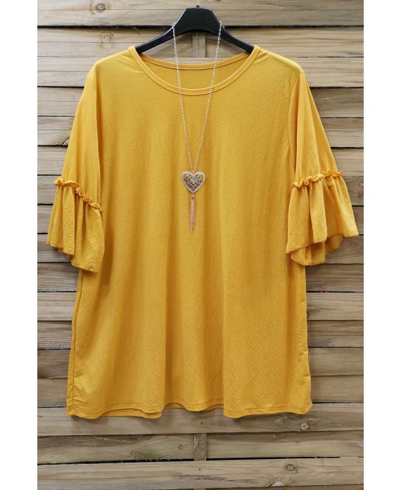 DI GRANDI DIMENSIONI T-SHIRT + COLLANA 0605 GIALLO