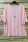 GRANDE TAILLE T-SHIRT + COLLIER 0605 ROSE