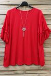 DI GRANDI DIMENSIONI T-SHIRT + COLLANA 0605 ROSSO