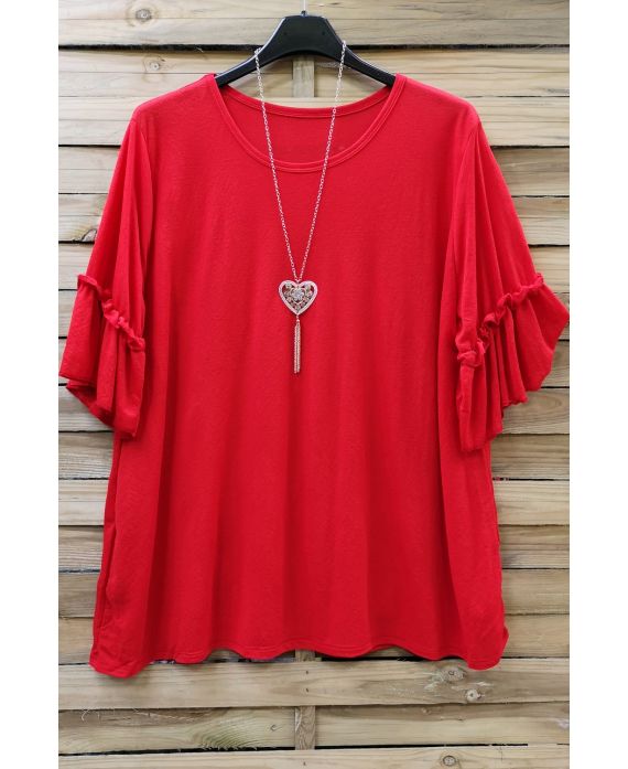 DI GRANDI DIMENSIONI T-SHIRT + COLLANA 0605 ROSSO