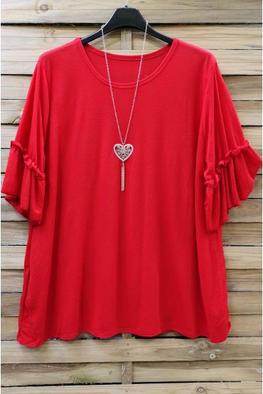 DI GRANDI DIMENSIONI T-SHIRT + COLLANA 0605 ROSSO