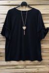 GROTE MAAT T-SHIRT + KETTING 0605 ZWART