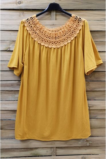 LARGE SIZE TOP NECKLINE LACE 0607 YELLOW