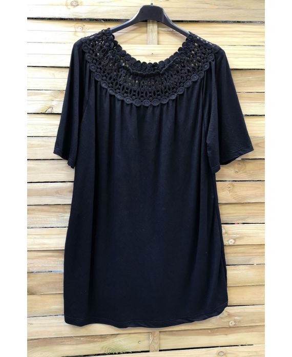 LARGE SIZE TOP NECKLINE LACE 0607 BLACK