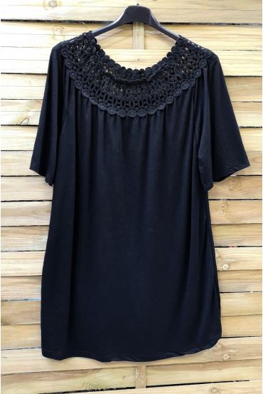 LARGE SIZE TOP NECKLINE LACE 0607 BLACK