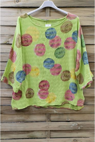 TUNIC PRINTED COTTON 0610 GREEN ANISE