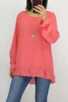 TUNIC + NECKLACE 0520 CORAL