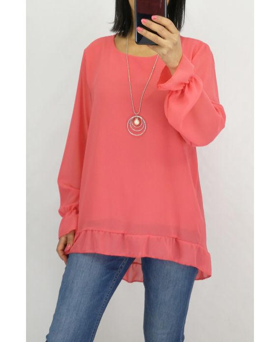 TUNIC + NECKLACE 0520 CORAL