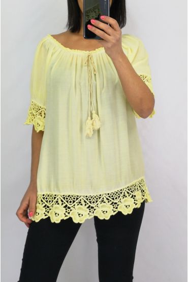 LACE TOP 0599 YELLOW