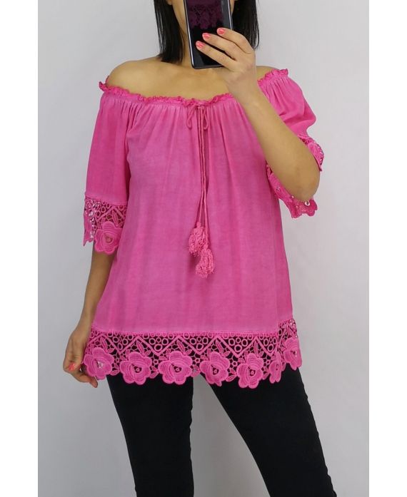 LACE TOP 0599 FUSHIA