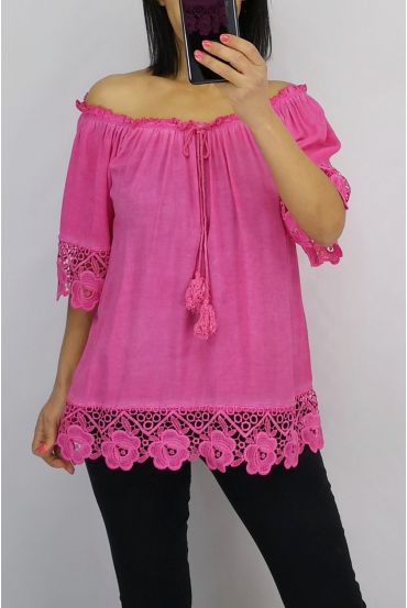 LACE TOP 0599 FUSHIA