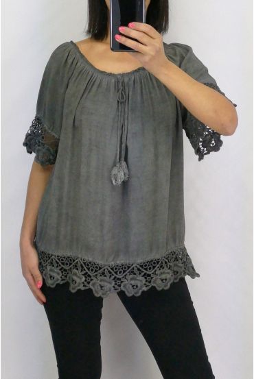 LACE TOP 0599 GREY