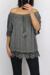 LACE TOP 0599 GREY