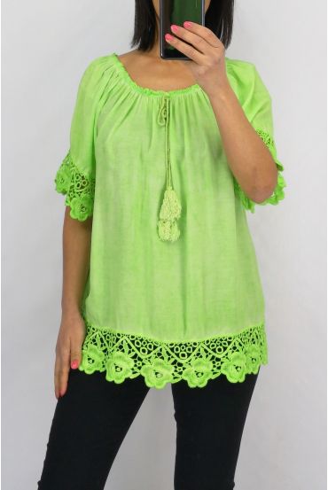 LACE TOP 0599 NEON GROEN