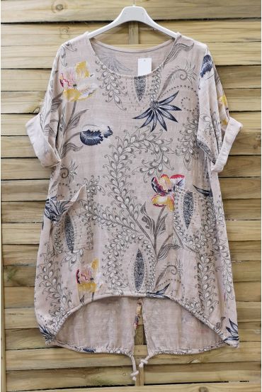 LARGE SIZE TUNIC 2 POCKETS 0620 BEIGE