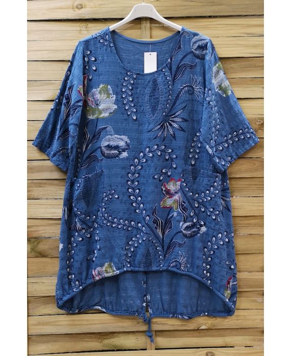 LARGE SIZE TUNIC 2 POCKETS 0620 BLUE