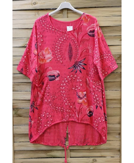 LARGE SIZE TUNIC 2 POCKETS 0620 CORAL