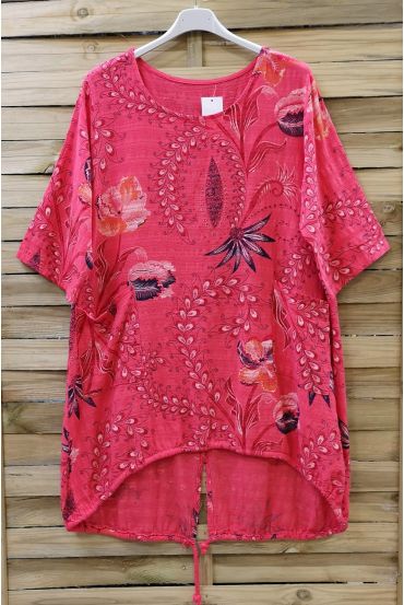 LARGE SIZE TUNIC 2 POCKETS 0620 CORAL