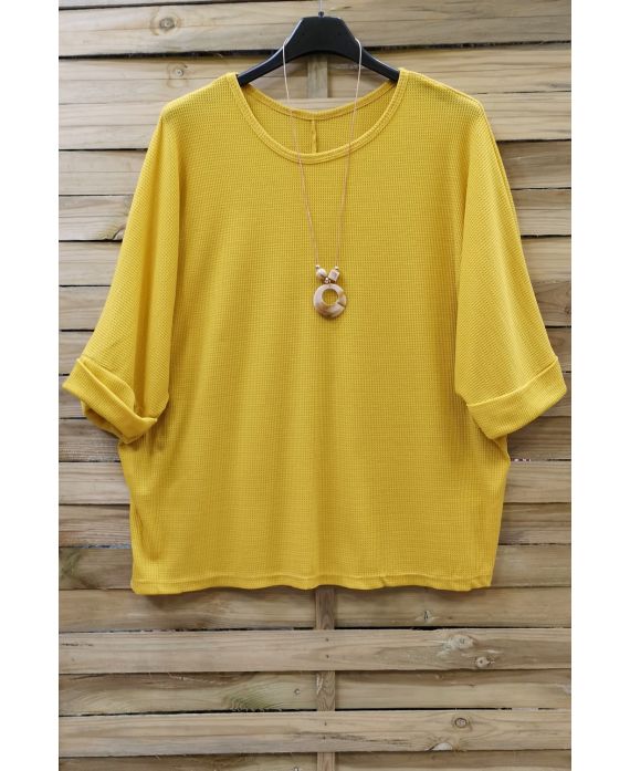 LARGE SIZE TUNIC + NECKLACE 0617 YELLOW