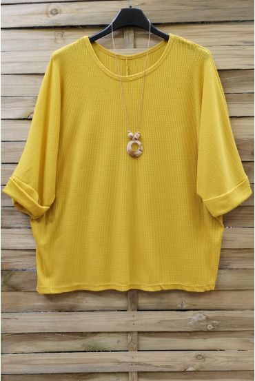 GRANDE TAILLE TUNIQUE + COLLIER 0617 JAUNE