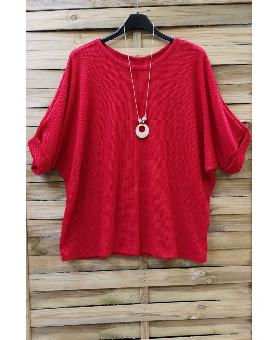 LARGE SIZE TUNIC + NECKLACE 0617 RED