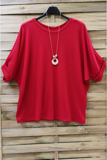 GRANDE TAILLE TUNIQUE + COLLIER 0617 ROUGE