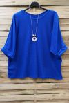 GRANDE TAILLE TUNIQUE + COLLIER 0617 BLEU ROYAL