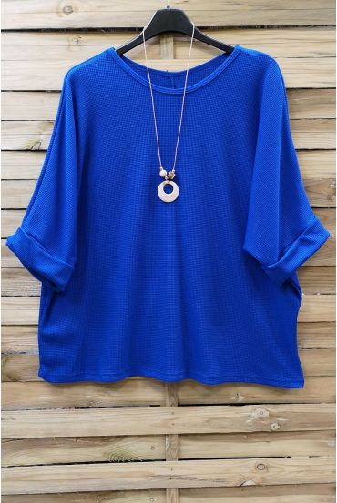 GRANDE TAILLE TUNIQUE + COLLIER 0617 BLEU ROYAL