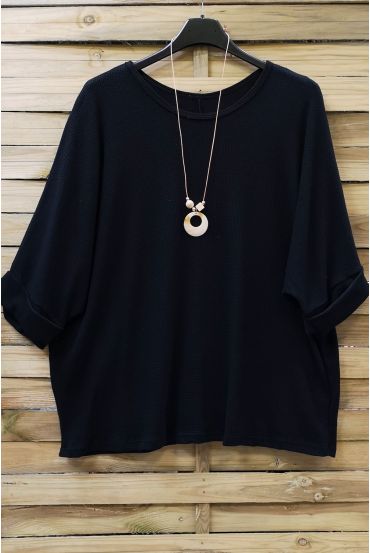 GRANDE TAILLE TUNIQUE + COLLIER 0617 NOIR