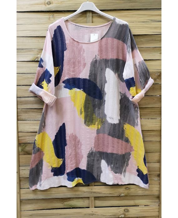 LARGE SIZE TUNIC EFFECT LIN 0618 PINK