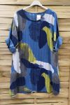 LARGE SIZE TUNIC EFFECT LIN 0618 BLUE