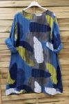 LARGE SIZE TUNIC EFFECT LIN 0618 BLUE