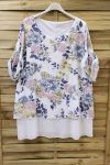 LARGE SIZE TUNIC OVERLAY EFFECT LIN 0621 WHITE