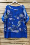 LARGE SIZE TUNIC OVERLAY EFFECT LIN 0621 ROYAL BLUE