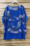 LARGE SIZE TUNIC OVERLAY EFFECT LIN 0621 ROYAL BLUE