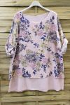 LARGE SIZE TUNIC OVERLAY EFFECT LIN 0621 PINK