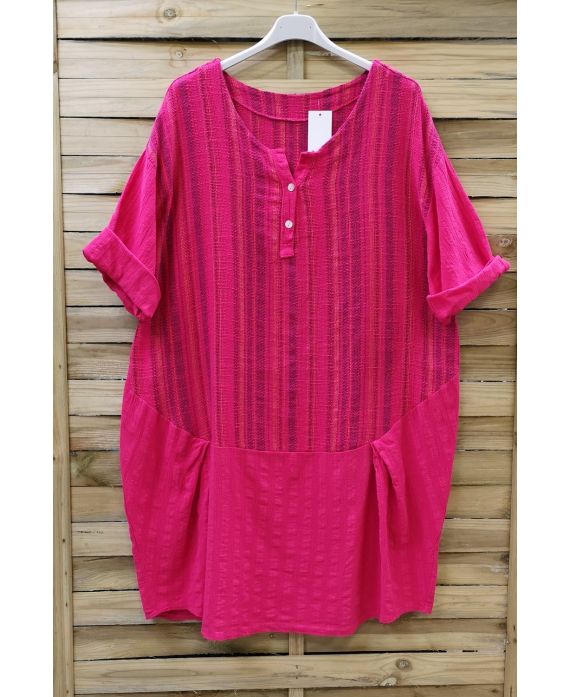 LARGE SIZE TUNIC LONG EFFECT LIN 0625 FUSHIA