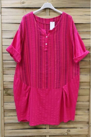 LARGE SIZE TUNIC LONG EFFECT LIN 0625 FUSHIA