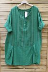 LARGE SIZE TUNIC LONG EFFECT LIN 0625 GREEN