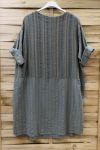 LARGE SIZE TUNIC LONG EFFECT LIN 0625 MILITARY GREEN