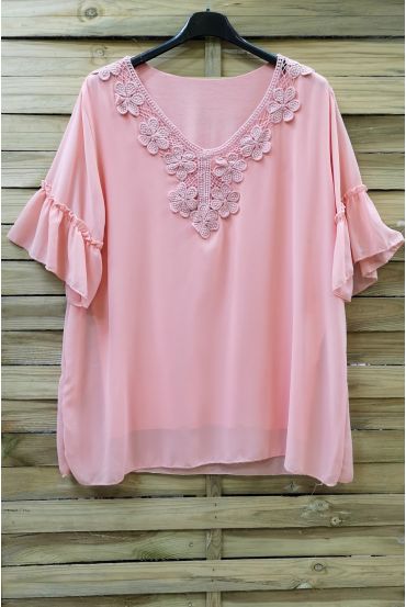 LARGE SIZE TUNIC NECKLINE BRODEE 0615 PINK