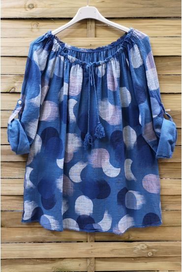 TUNIC COTTON PRINTED 0619 BLUE