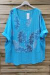 LARGE SIZE TUNIC PRINTED 0622 AZURE BLUE