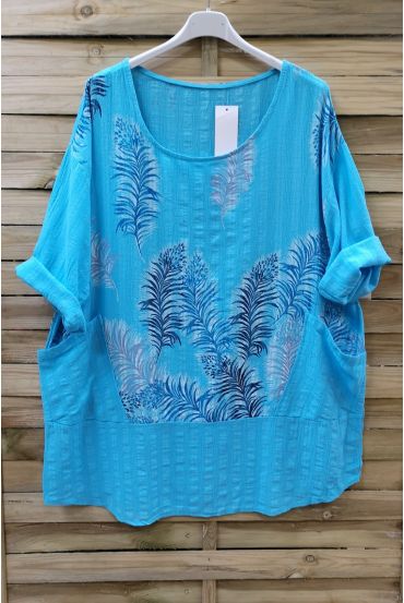 LARGE SIZE TUNIC PRINTED 0622 AZURE BLUE