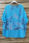 LARGE SIZE TUNIC PRINTED 0622 AZURE BLUE