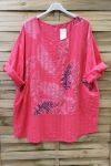 LARGE SIZE TUNIC PRINTED 0622 CORAL