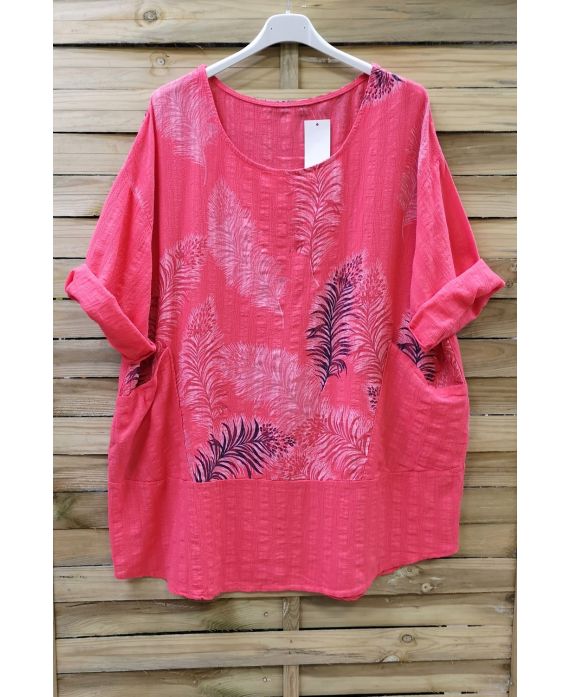 LARGE SIZE TUNIC PRINTED 0622 CORAL