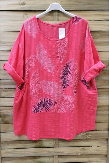 LARGE SIZE TUNIC PRINTED 0622 CORAL